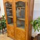 Antique marquetry wooden display cabinet