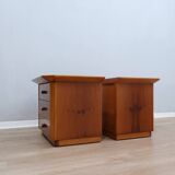 Pair of solit walnut nightstands bedside table late 1970s