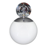 Art Deco Chrome and Milky Glass Wall Light, Czechoslovakia, 1930s