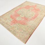 6x9 Soft Beige & Red Geometric Vintage Rug, 181x260 Cm