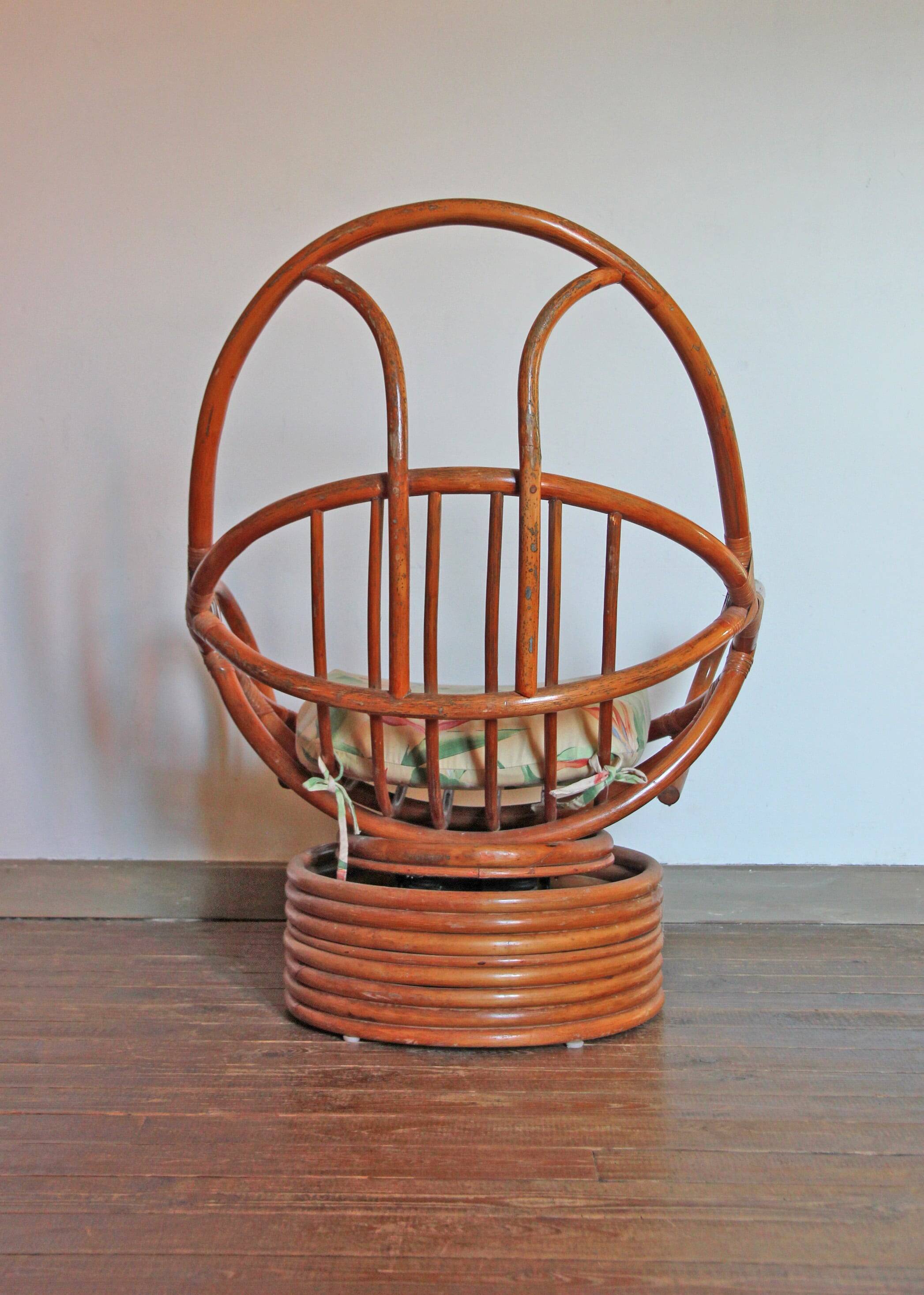 Rattan armchair, reclining and swivel, 70s