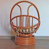 Rattan armchair, reclining and swivel, 70s