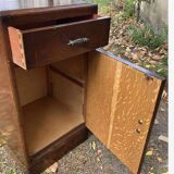 Meuble métier chevet industriel bois estampillé