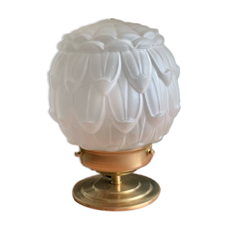 Lampe globe décor floral sablé