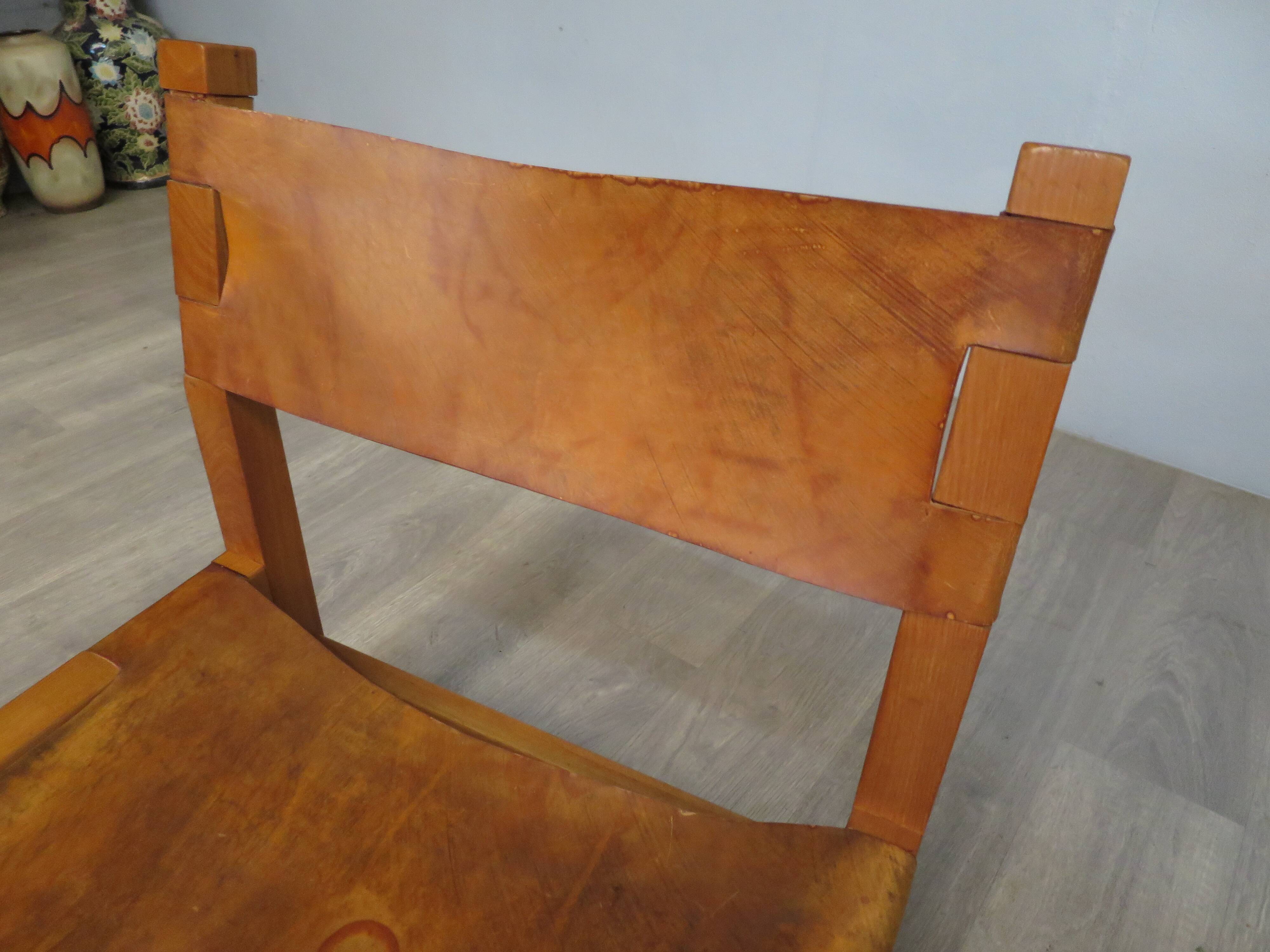 Elm and leather armchair Maison Regain