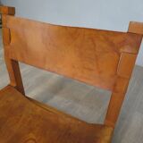 Elm and leather armchair Maison Regain