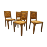 Série de 4 chaises en chêne et paille, 1950