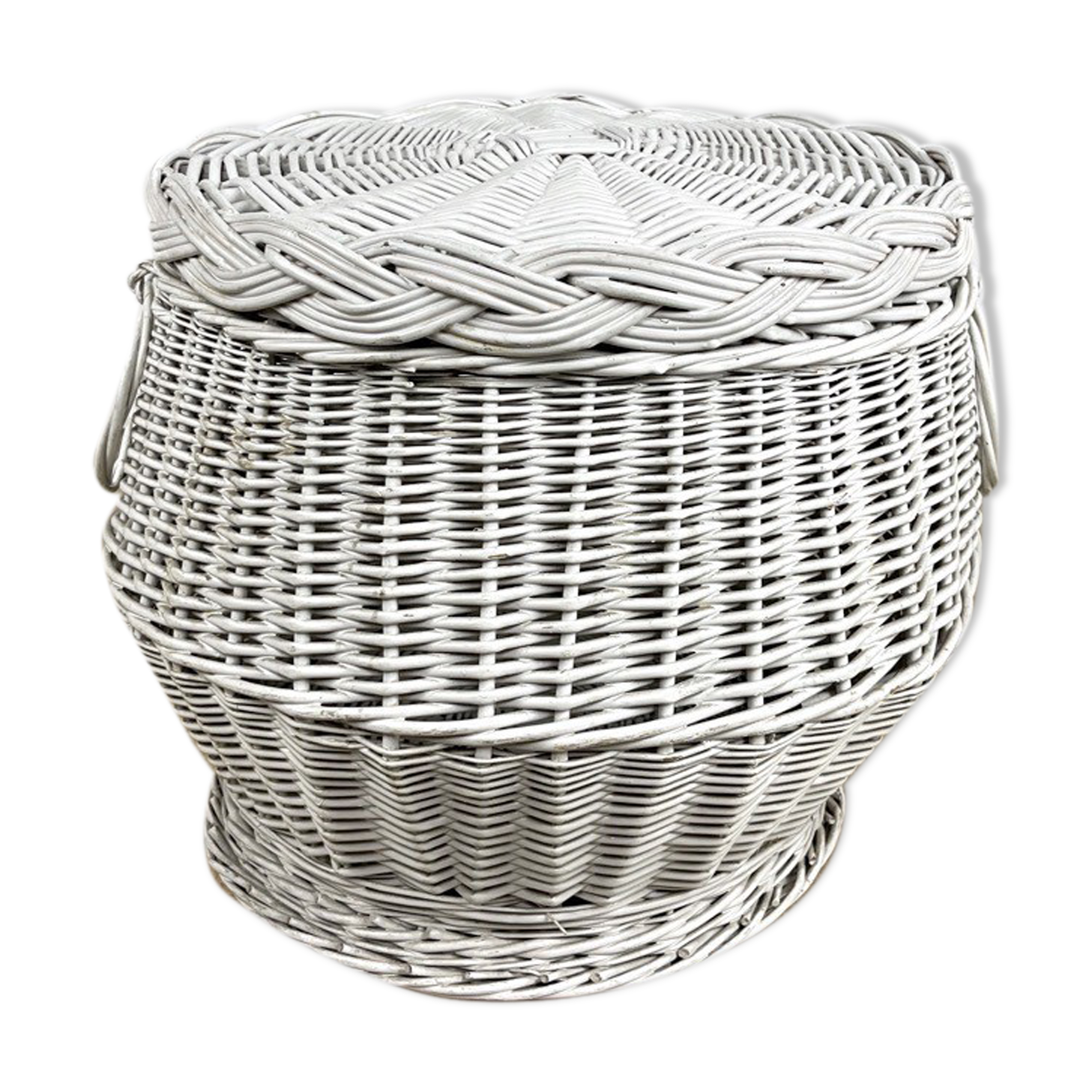 Round laundry basket shabby 80s