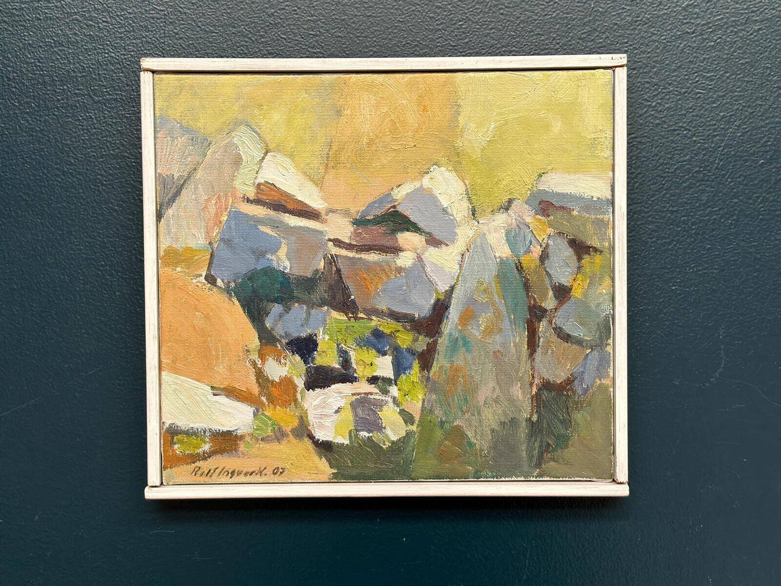Original Swedish Oil On Canvas – “Stenmur På Alvaret” By Rolf Ingvar Karlsson – Signed – Vintage & Framed – 32 × 29 Cm (12.6" × 11.4")