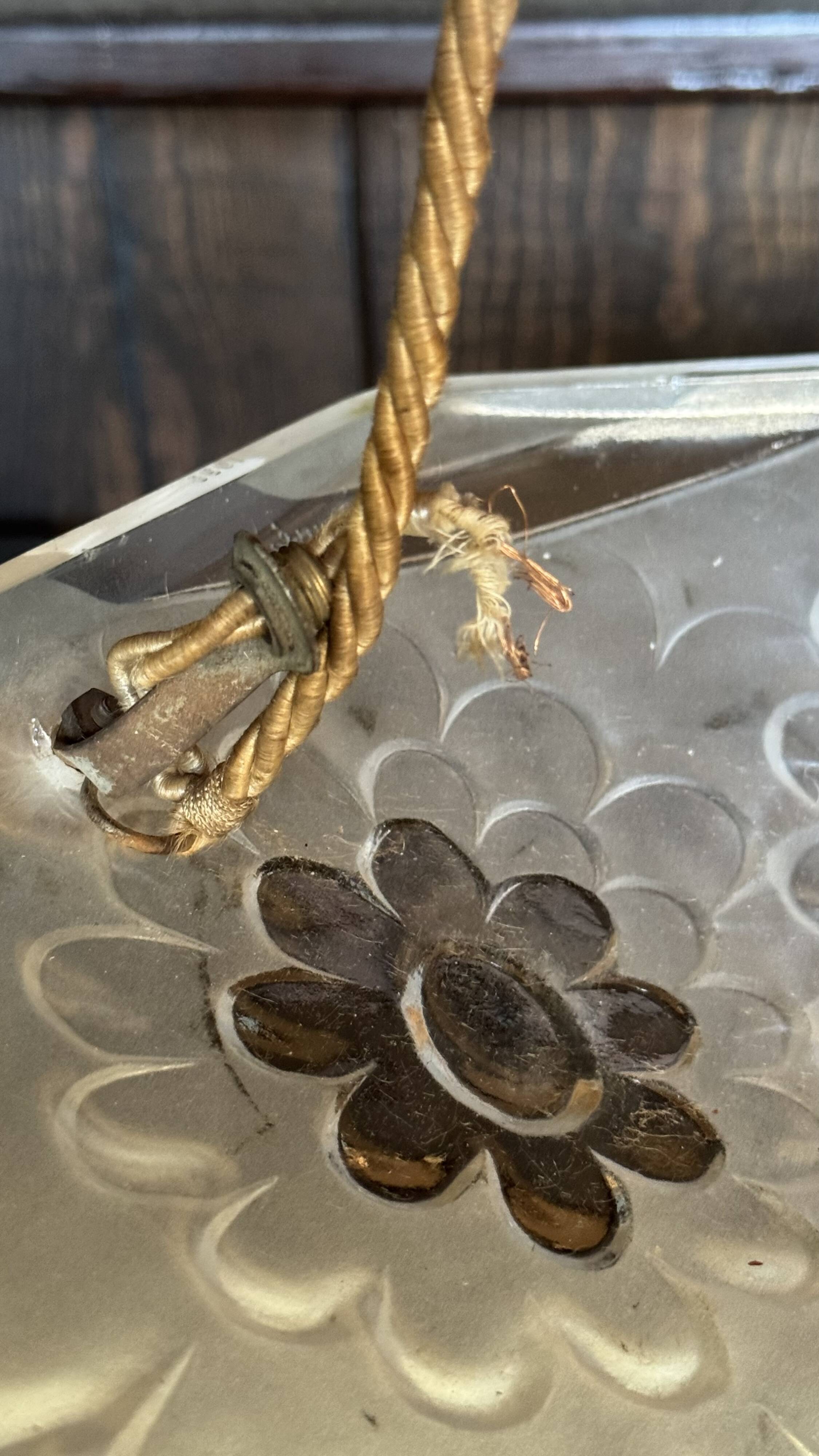 Art Deco glass press basin suspension signed Degue
