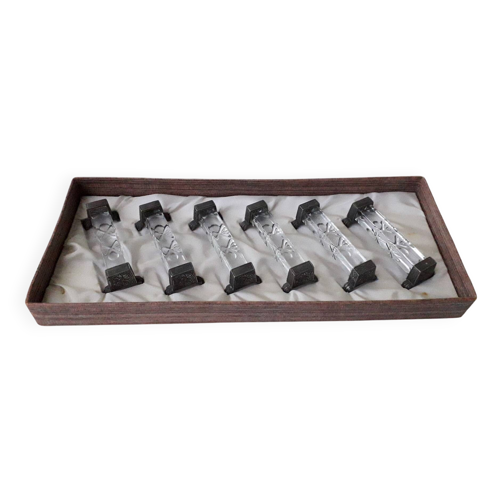 6 porte-couteaux cristal et métal