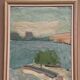 Original Swedish Oil on Canvas – "Coastal Landscape" by Erik Birger Gustavsson – Signed – Dated 1981 – Vintage and Framed – 41 × 33 cm (16.1 × 13 inches)