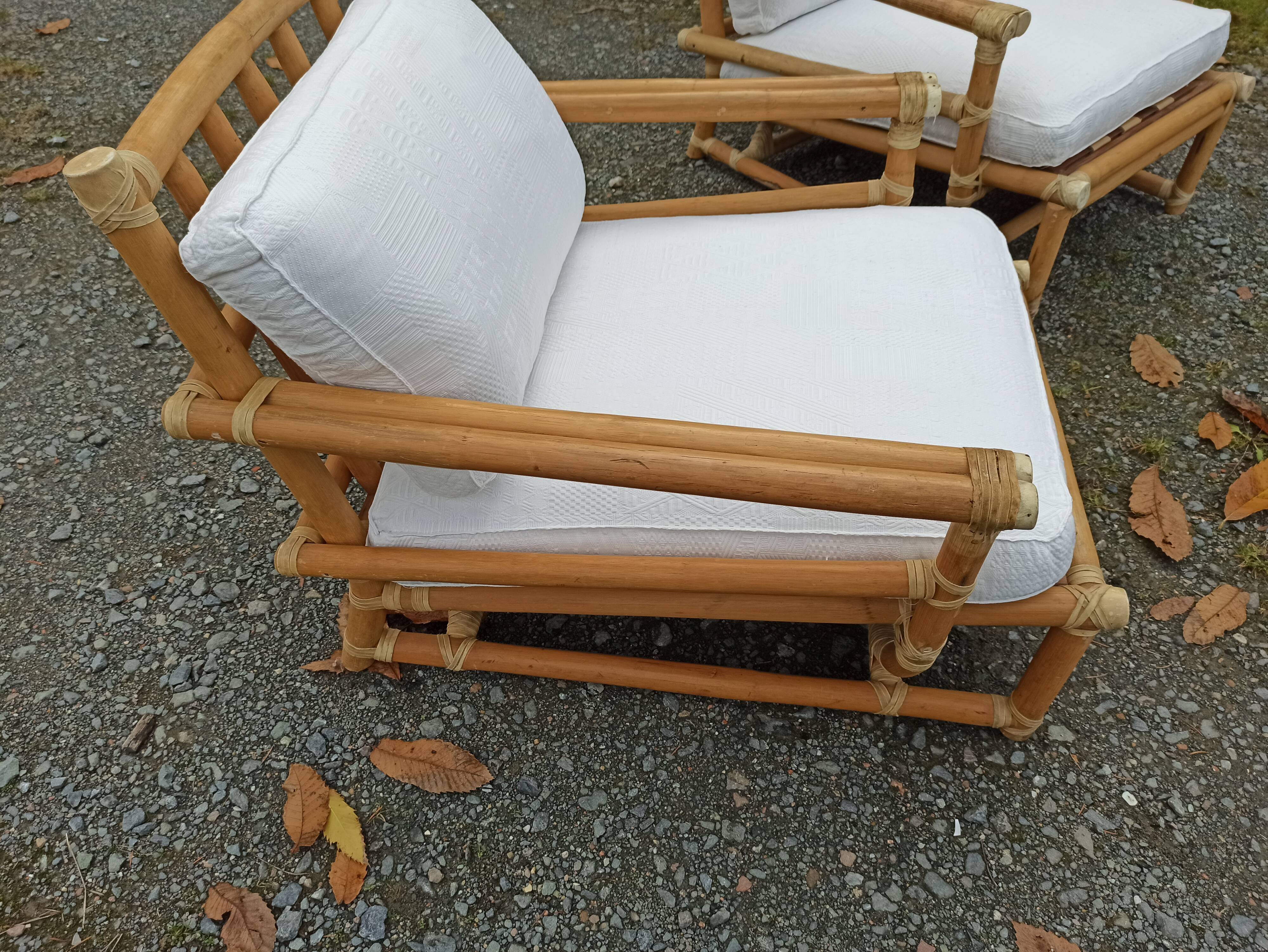 Pair of Lyda Levi armchairs for Mc Guire bamboo Italy Milan