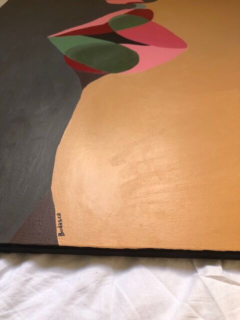 Abstract acrylic painting Kiss 100x81 by Bodasca