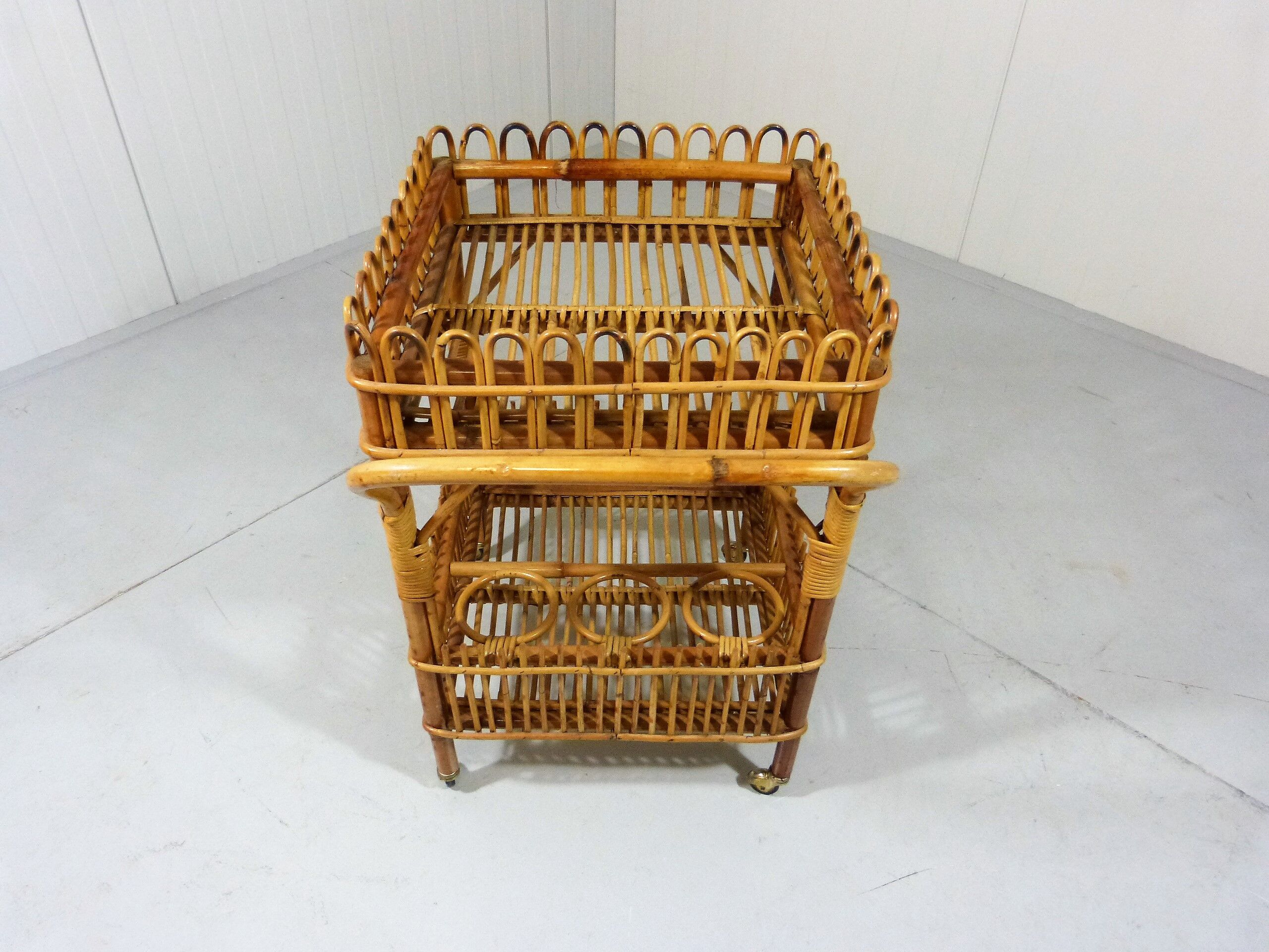 Rattan serving table 1950/60