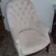Cabriolet armchair in mahogany, Napoleon III period, tufted fabric, 19th century.