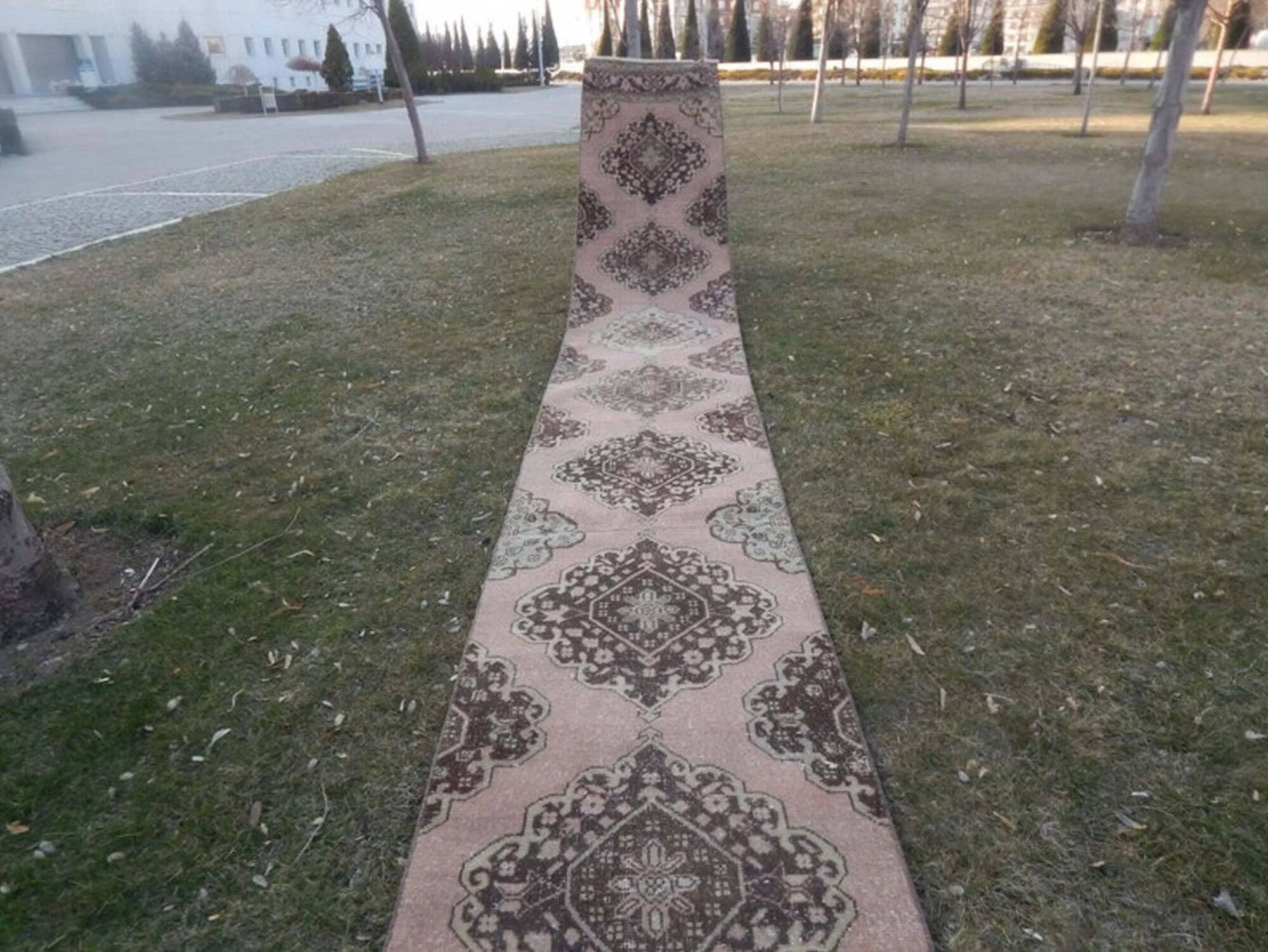 Vintage Turkish hallway rug 80x775 cm
