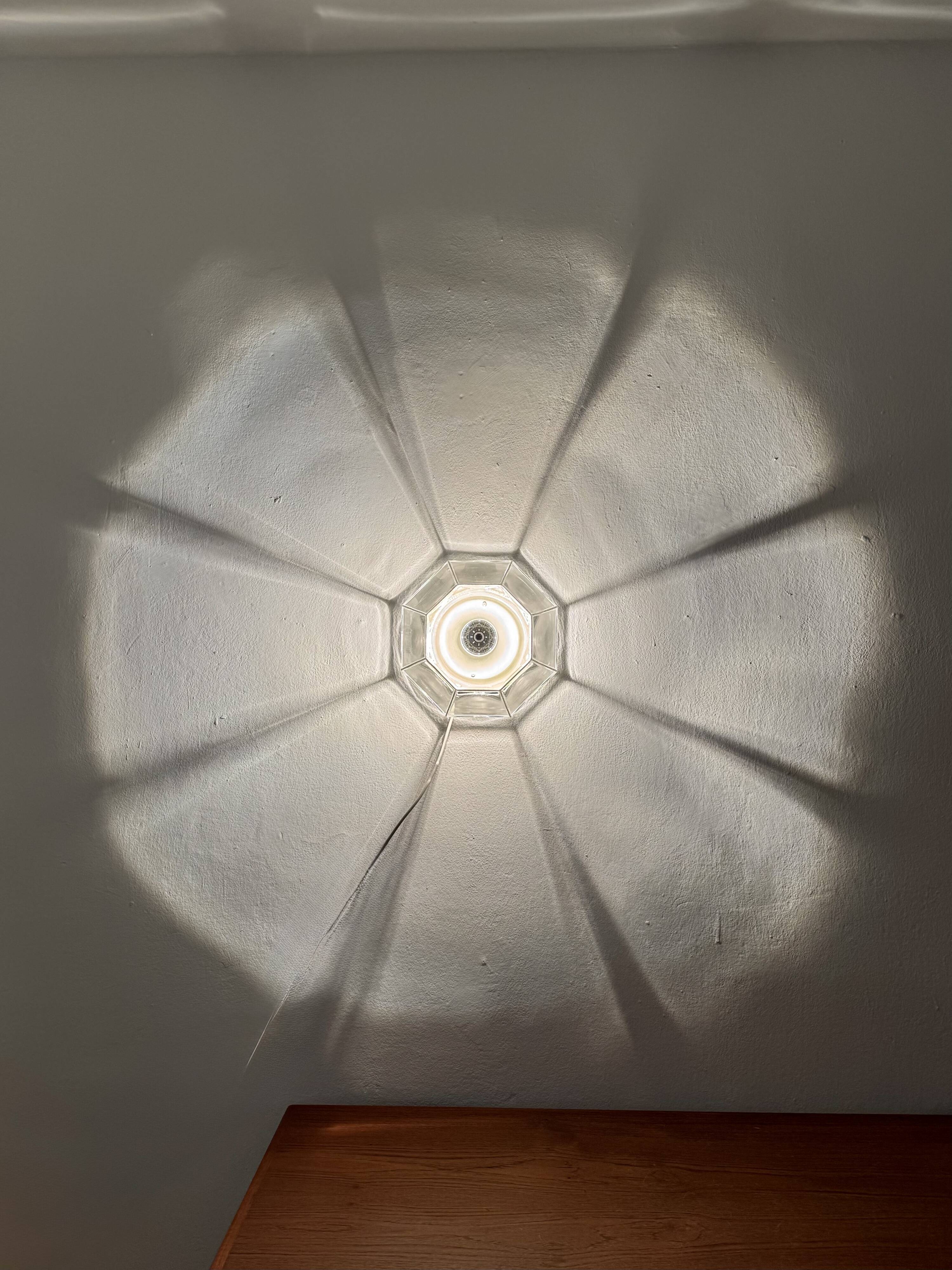 White Flush Light or Wall Lamp by Glashütte Limburg