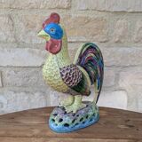 Polychrome decorative rooster in Paris Porcelain statue H30cm