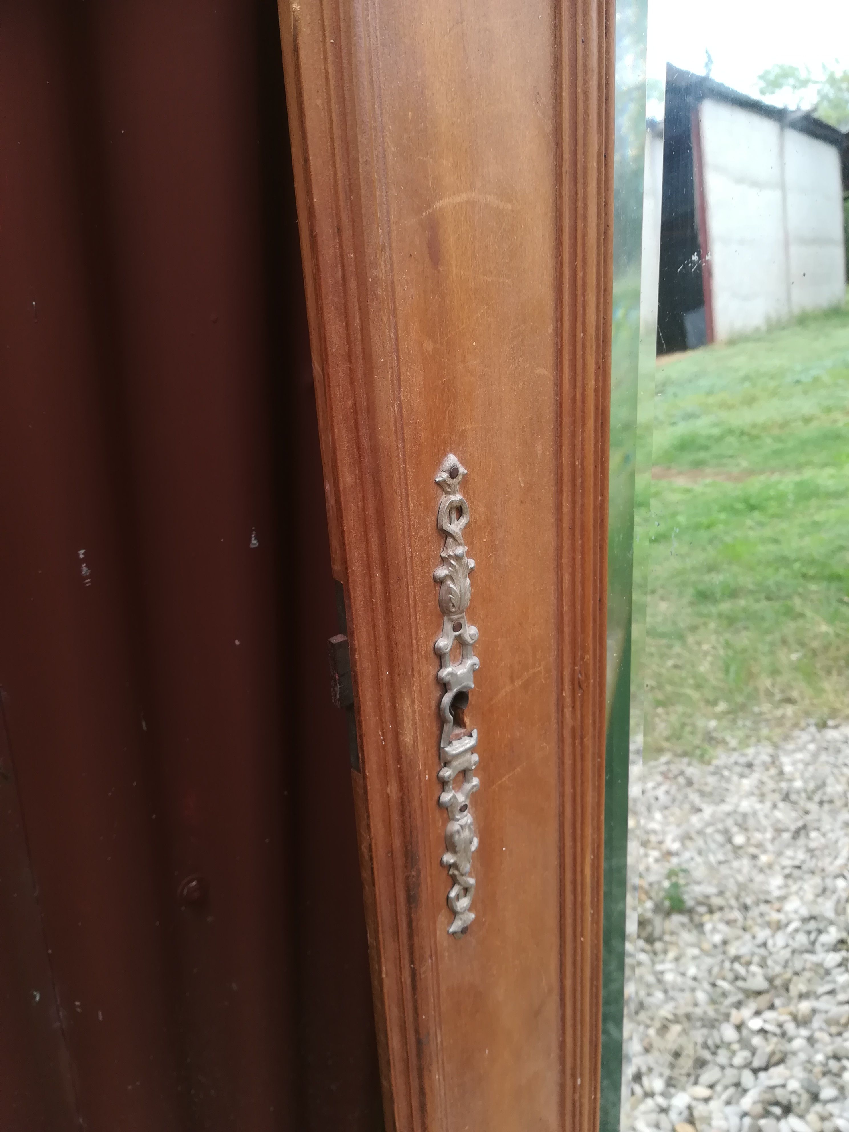 Duo of art deco mirrors on old 70x160 cm cabinet doors