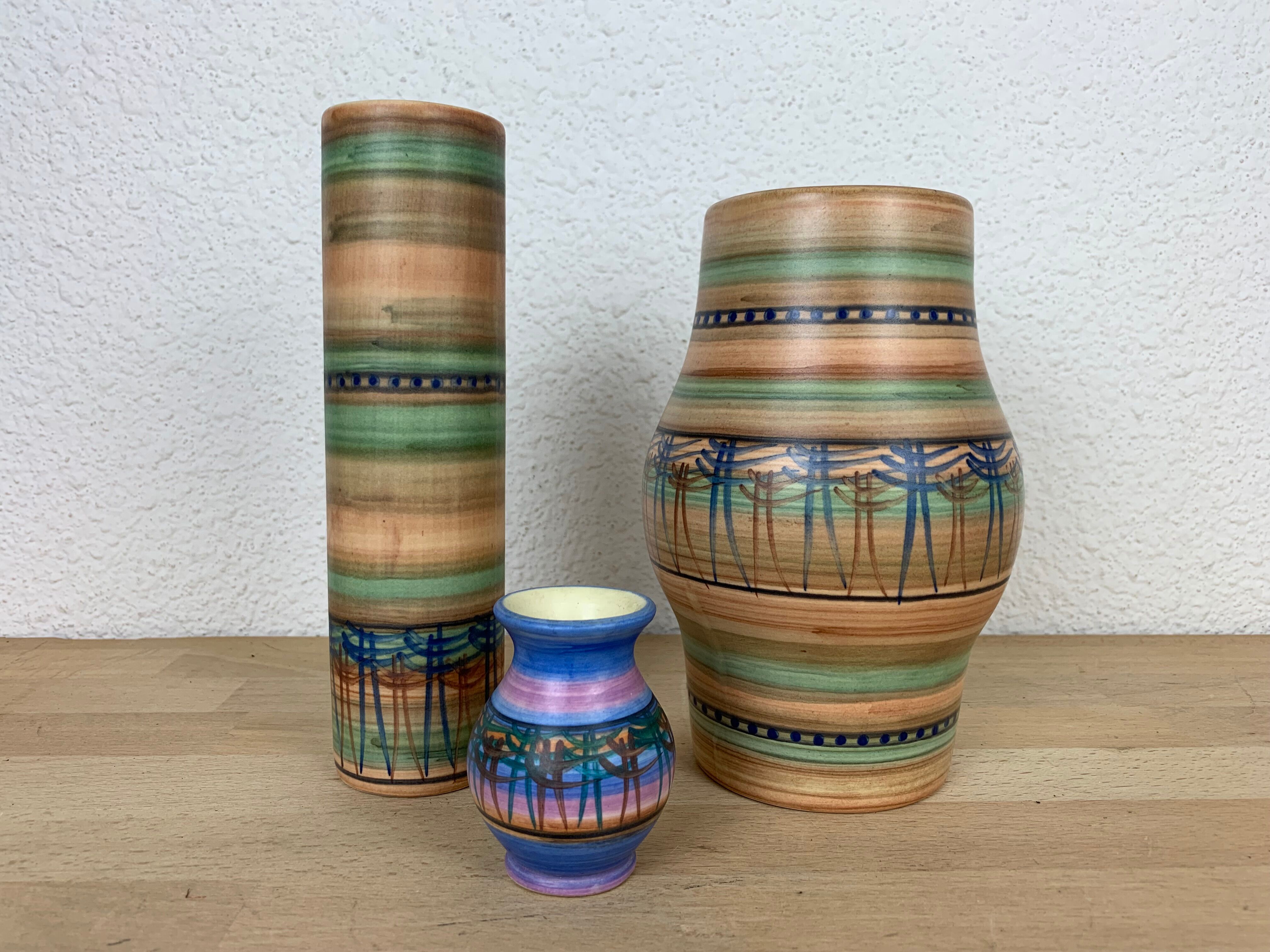 Trio vases Louis Bacculini and Michel Gorgeon, ceramics Vallauris 60s