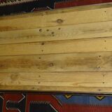 Gold, chrome metal coffee table and natural wood 120 x 60 cm
