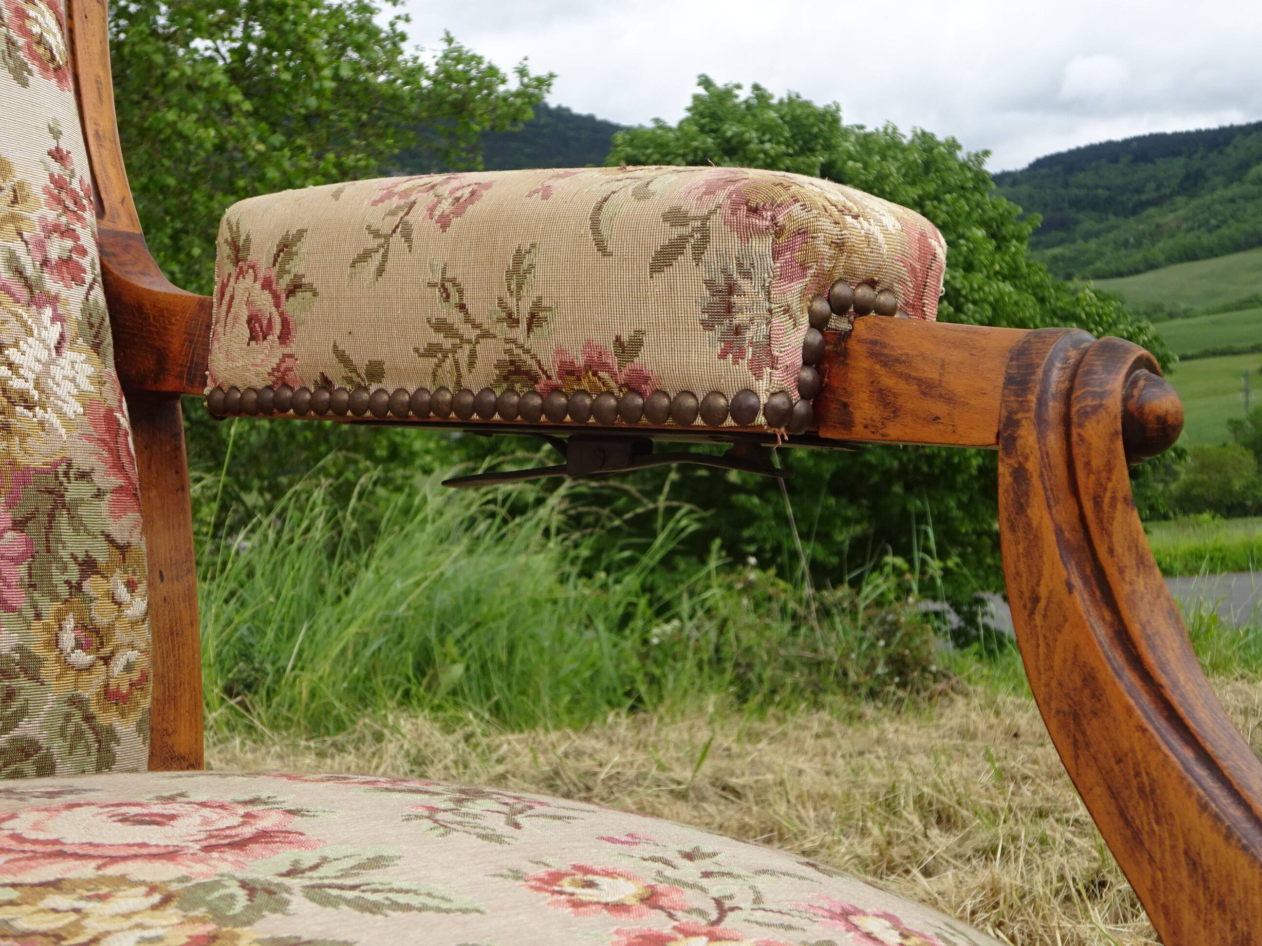 Antique Voltaire armchair with 4-position reclining backrest