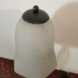 Lampe à poser Art Déco, pied fer forgé et tulipe en pate de verre