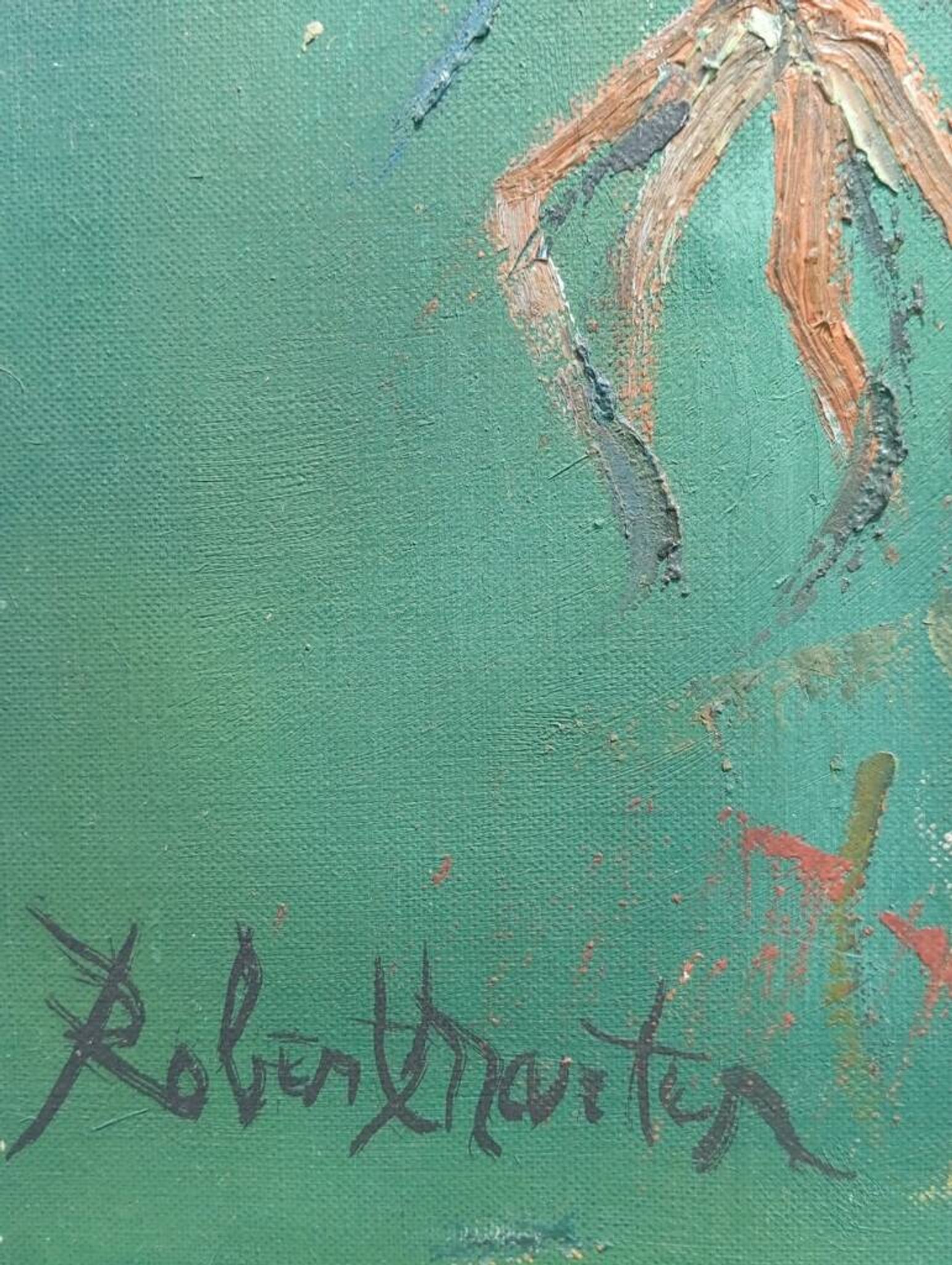 Painting on canvas by Robert Martin, "Flowers", 1975