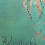 Peinture sur toile de Robert Martin, "Fleurs", 1975