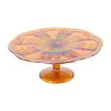 Art Deco Orange Cake Dish Mother of Pearl Pastry Dish Depression Glass