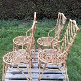 Set of 4 vintage rattan chairs
