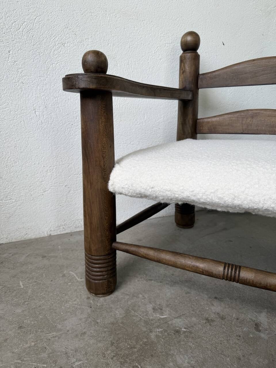 Pair of Dudouyt armchairs from the 1950s, oak.