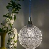 Vintage molded glass globe pendant light