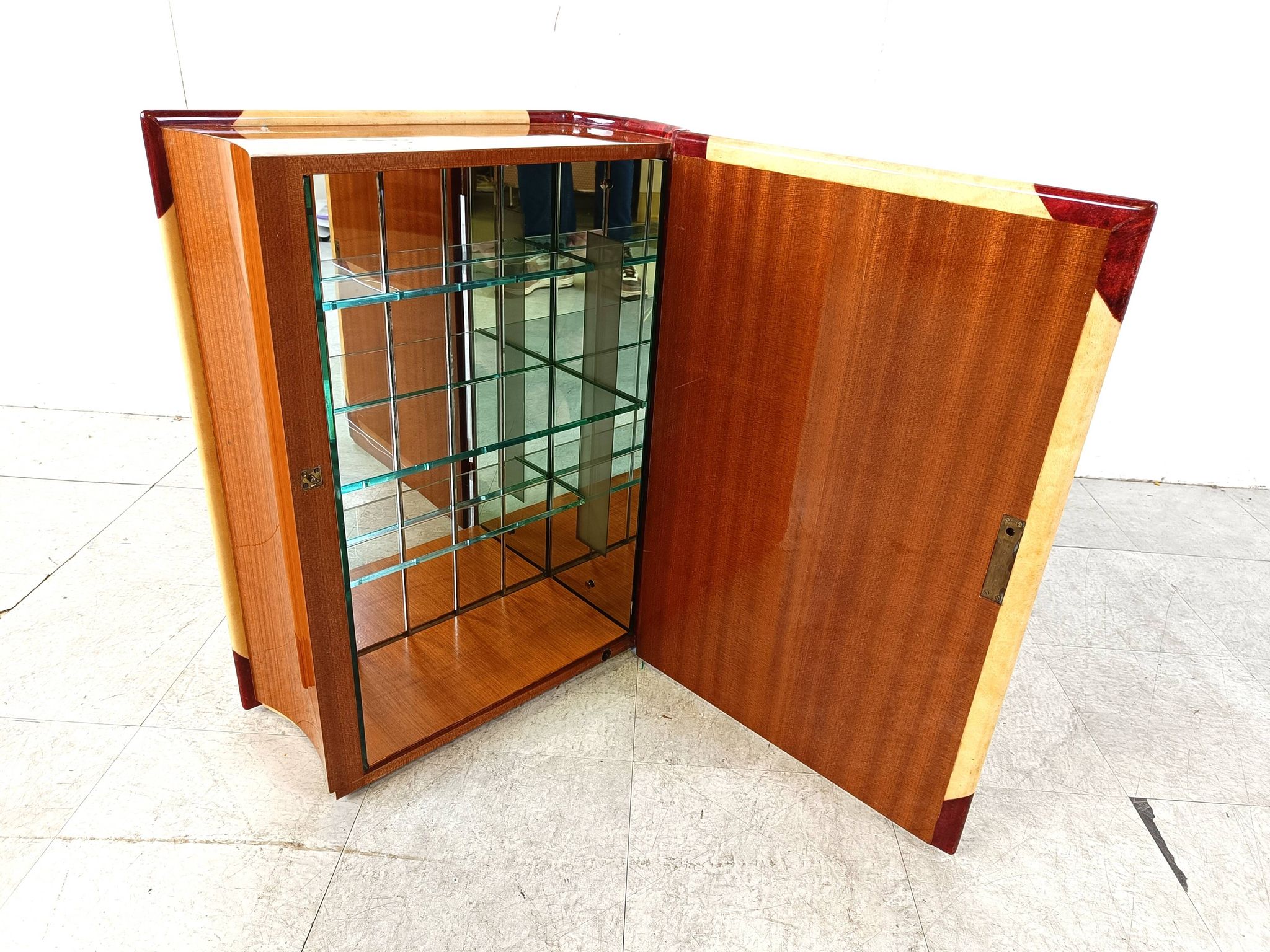 Italian Goatskin Book Shaped Dry Bar Cabinet by Aldo Tura, 1950s