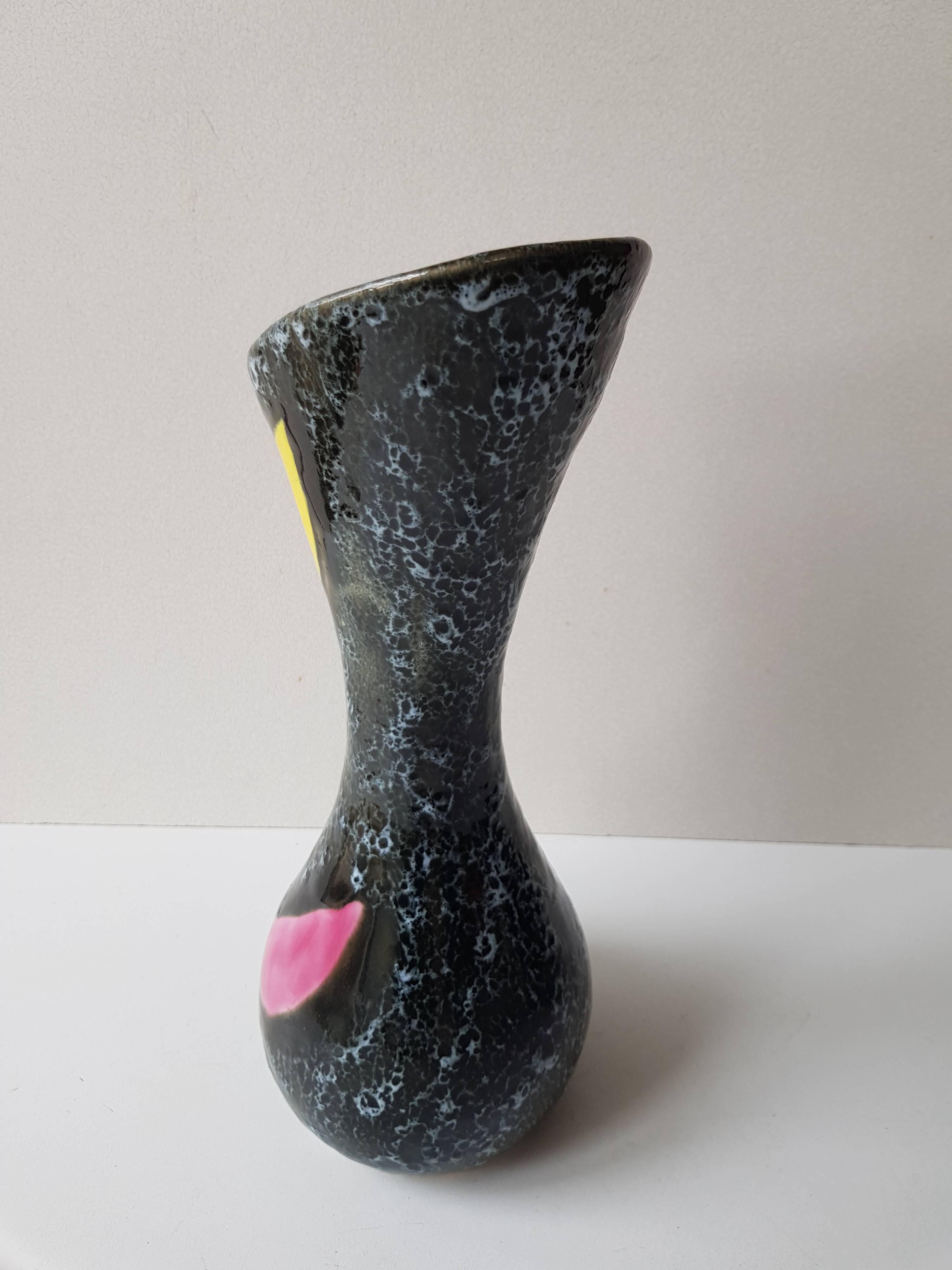 60s designer ceramic vase signed Vallauris Height 28.5cm