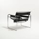 Wassily armchair in black leather, marcel breuer, 2000s