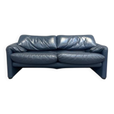 Leather Cassina Maralunga sofa, 1980s