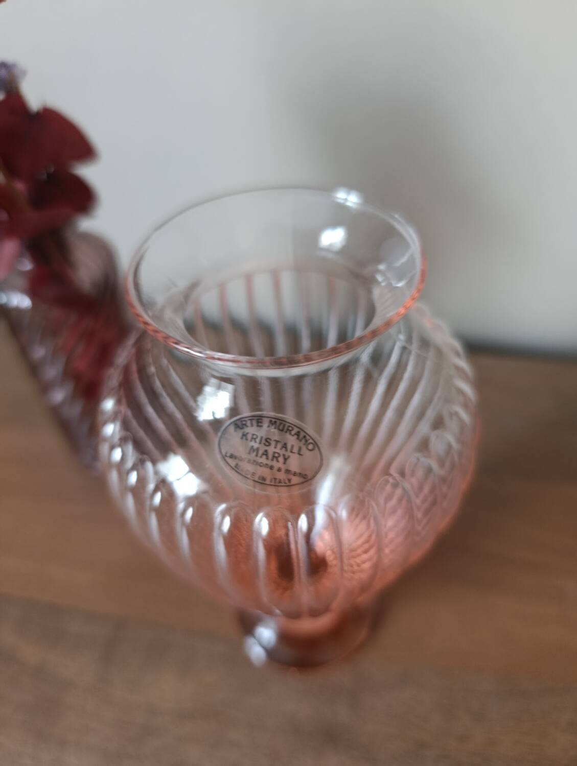 Murano pink gadrooned vase | Kristall Mary workshop - Italy |