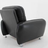 1970s Armchair in Black Leather, Italy