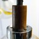 1970s teak, chrome metal and glass 3-globe pendant chandelier