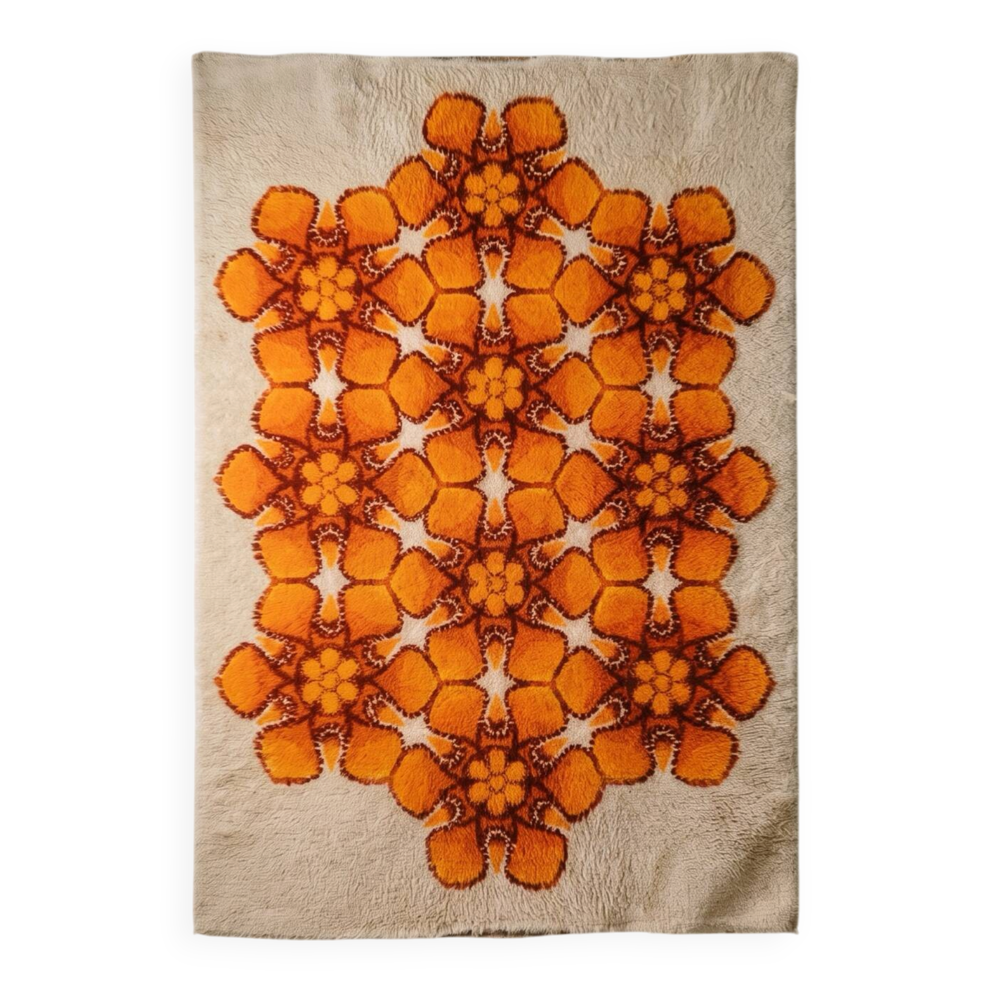Grand tapis vintage original Flower power