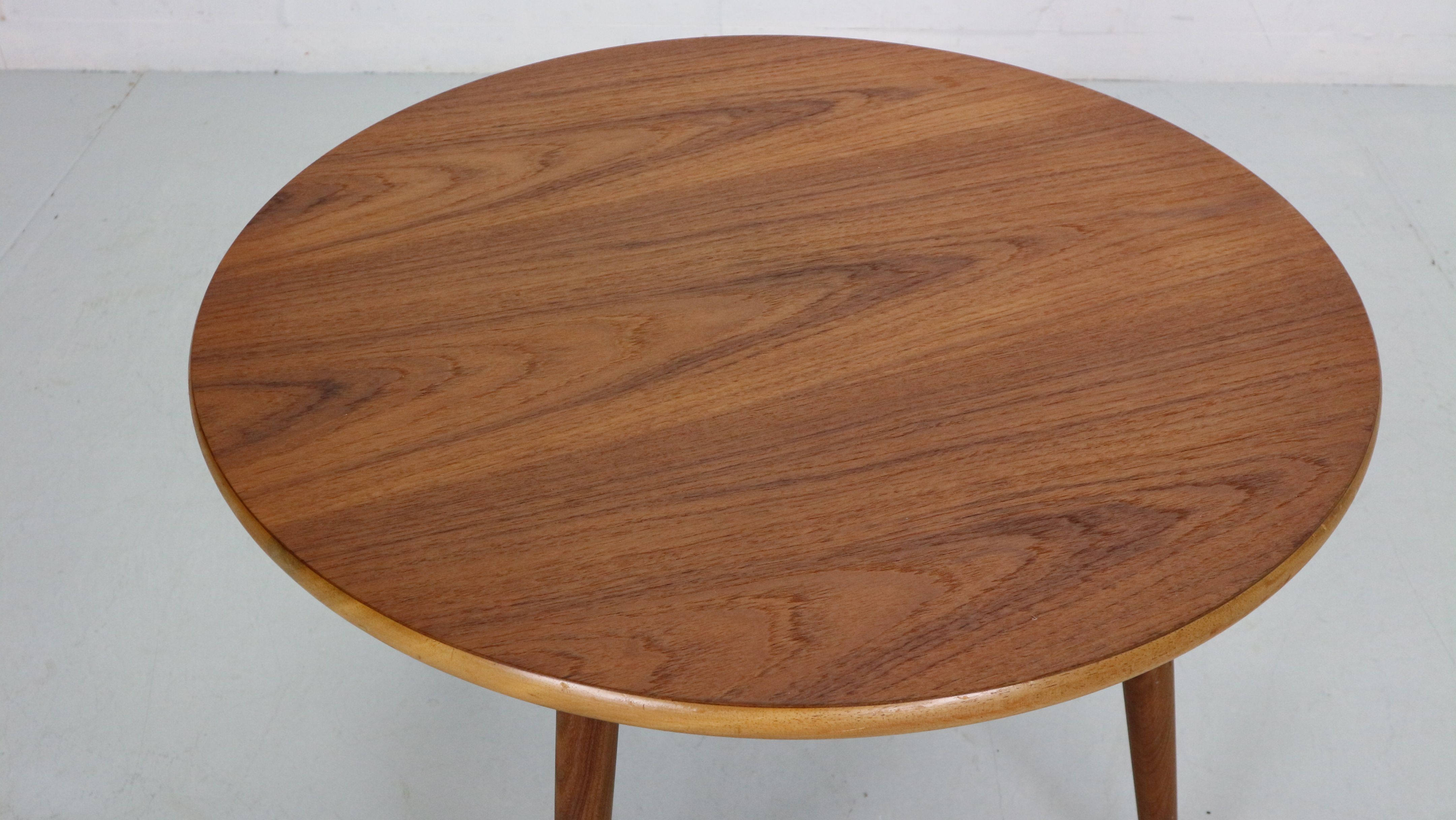Scandinavian modern teak round coffee table, 1960's denmark