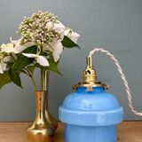 Vintage blue opaline globe pendant light