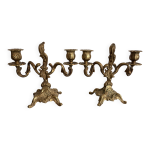 paire de grands bougeoirs - bronze