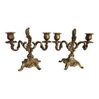 Pair of large vintage gilded bronze candlesticks signed Charles Boulanger.