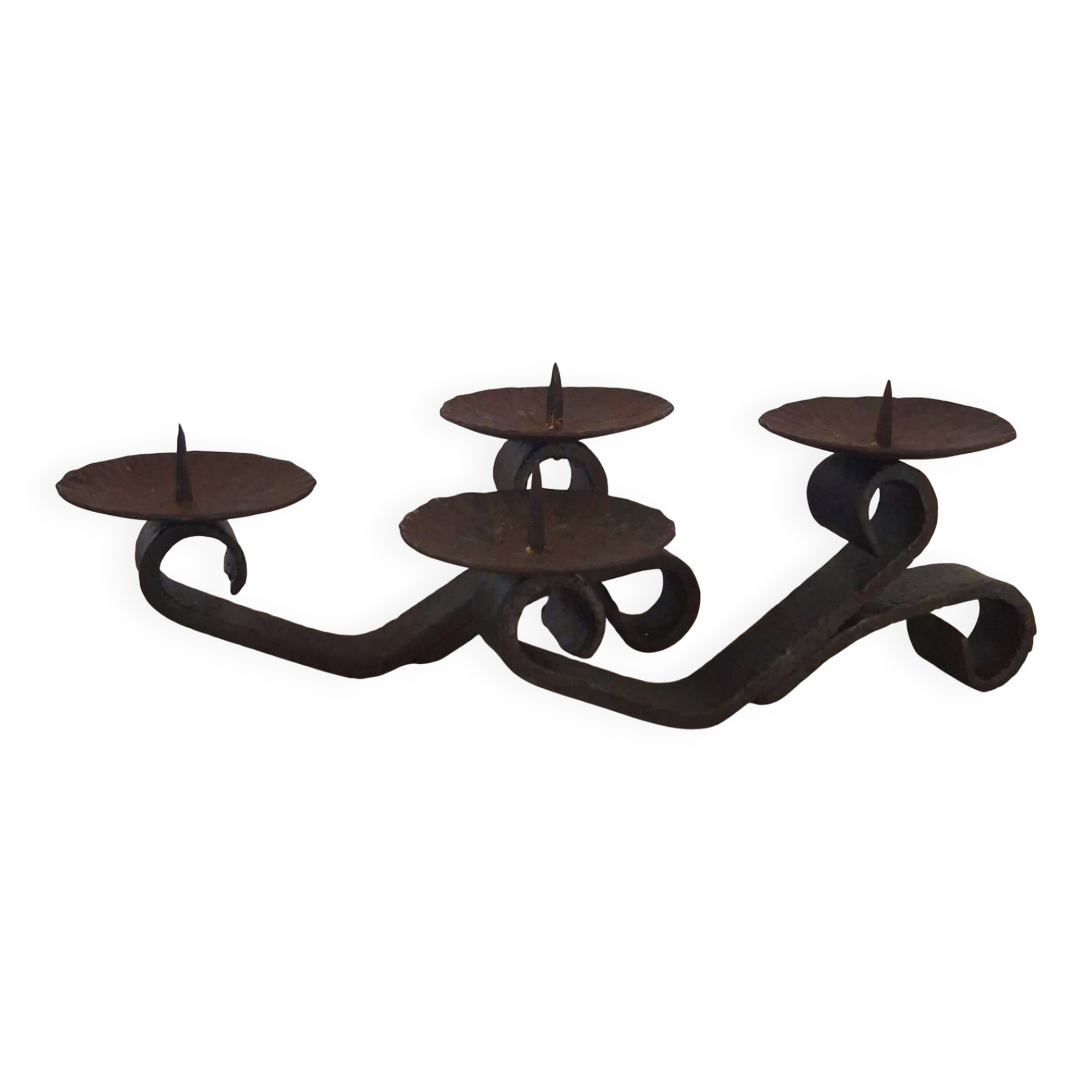 Brutalist wrought iron hand candlesticks