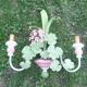 Pair of metal sconces painted spring flowers vintage