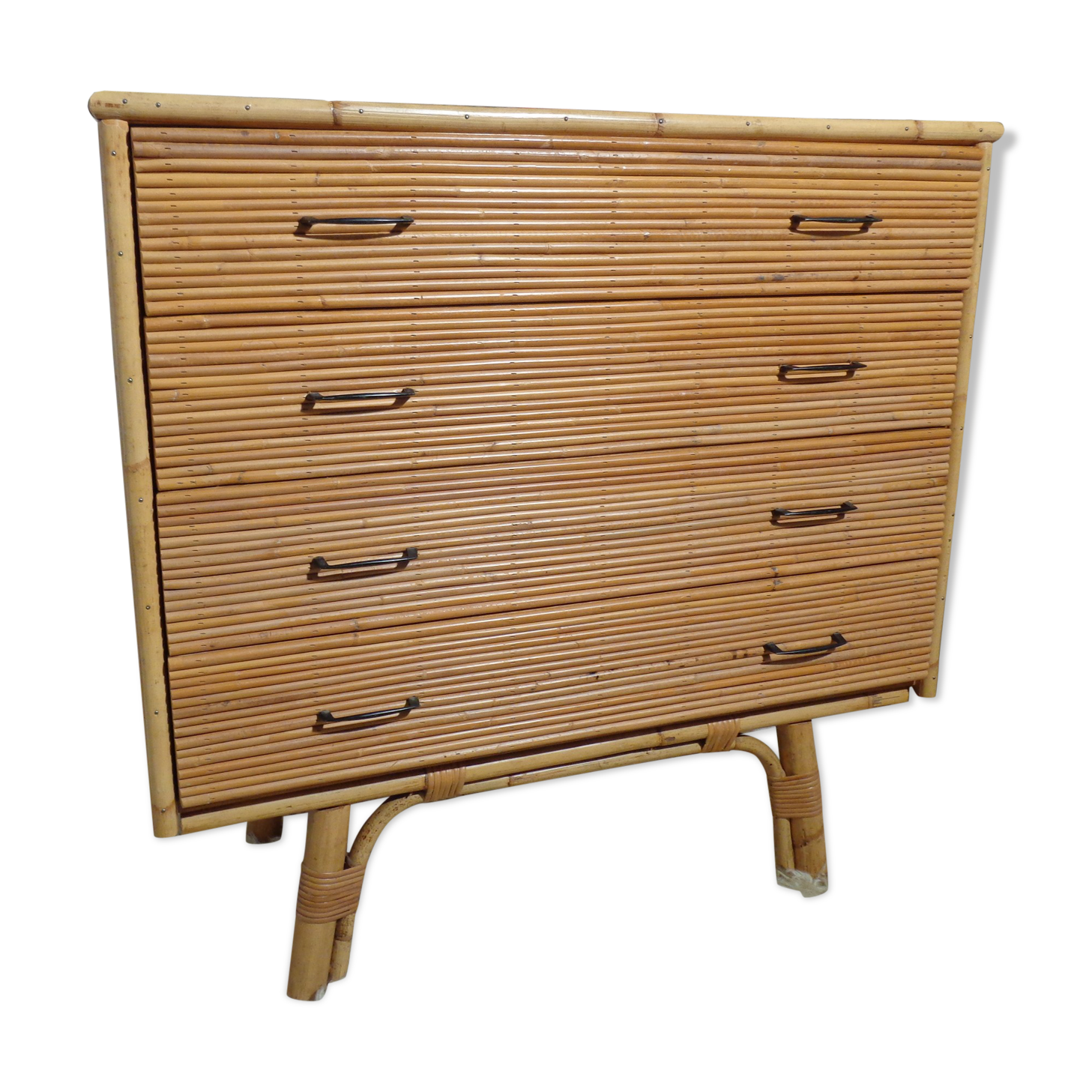 Bamboo and rattan chest of drawers  of the 60s