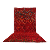 Red Vintage Moroccan Rug 178 x 406 cm, Berber Wool Rug, Boho Rug Handmade